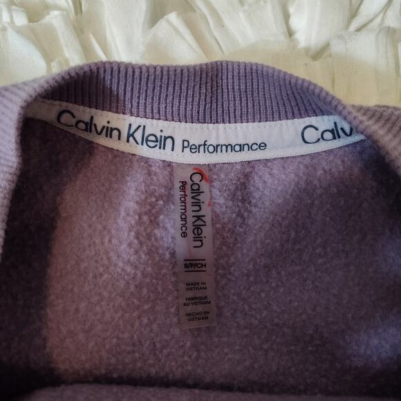 CALVIN KLEIN PERFORMANCE CROPPED SWEATSHIRT SMALL PULLOVER LONG SLEEVES PURPLE - Picture 10 of 14